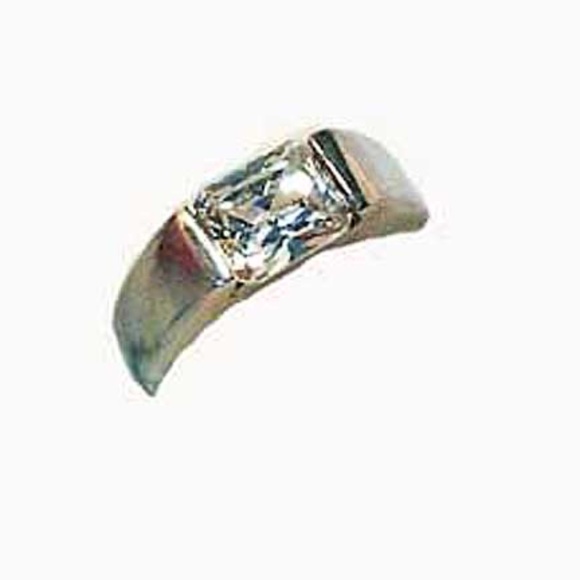 3 ct CLEAR CUBIC ZIRCONIA RING, Sz 7, STERLING SILVER, SOLITAIRE BEZEL SET, - Picture 2 of 5